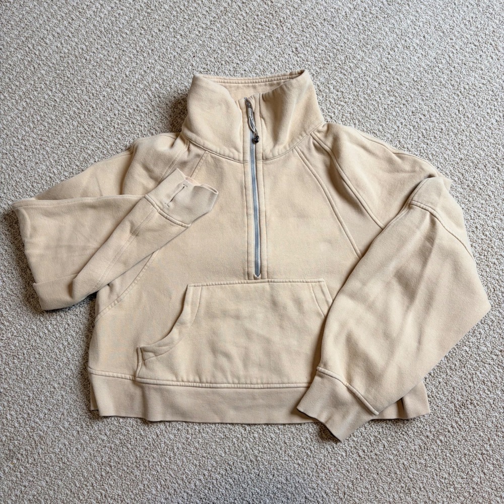 Lululemon Scuba Oversized Half-Zip Hoodie Tan Beige Funnel Neck Pullover